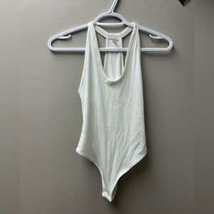 Free People Intimately White Ribbed Bodysuit